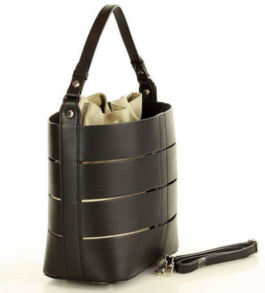 MARCO MAZZINI Torba skórzana bucket letaher elegante bag czarna - min. zamówienie 20 / 50 / 100 szt.