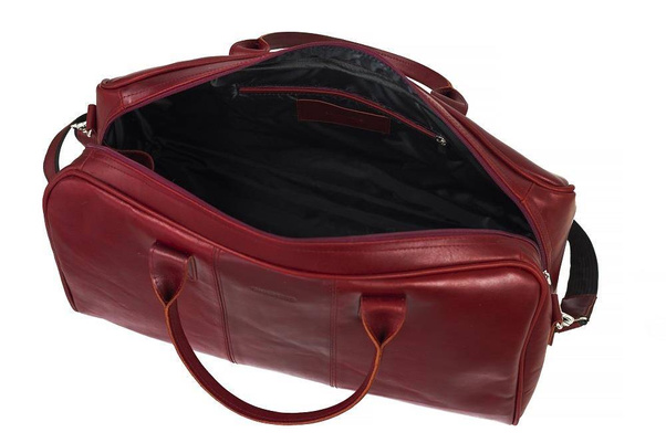 Podróżna torba na ramię ze skóry BRØDRENE R10 czerwony smooth leather - min. zamówienie 20 / 50 / 100 szt.