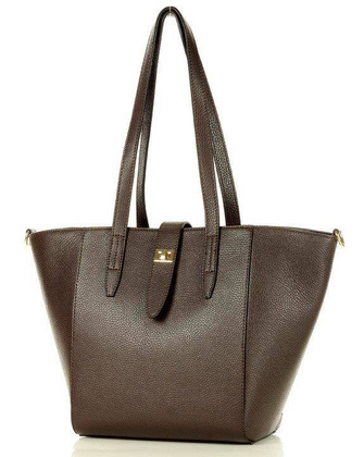 Torebka skórzana shopperka trepezowa na ramię - MARCO MAZZINI ciemny brąz caffe - min. zamówienie 20 / 50 / 100 szt.