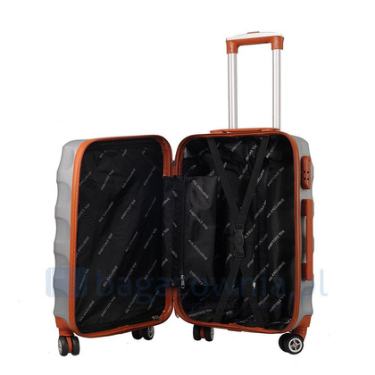 Mała walizka KEMER RGL EXCLUSIVE 6881 S Srebro brązowa