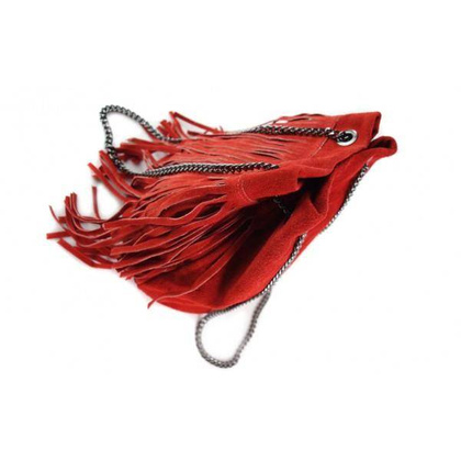 Zamszowa listonoszka ,worek frędzle,włoska skóra Vera Pelle Czerwona  WL45R