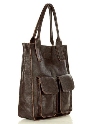 Torebka shopper z kieszeniami MAZZINI - Ravenna ciemny brąz caffe - min. zamówienie 20 / 50 / 100 szt.