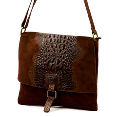 Torebka- listonoszka z naturalnej skóry zamszowej, 26-076 CROCO