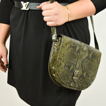 T-05 Torebka kopytko- print wężowy zielony