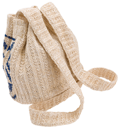 Mała, słomiana torebka worek z pomponami, idealna na lato