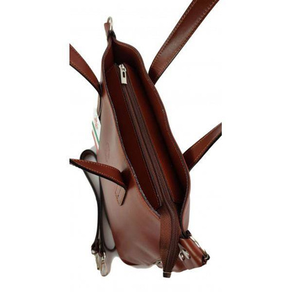 Włoska torebka skórzana na ramię ,shopper mieści A4 ,Vera Pelle ,Brązowa  SB586M