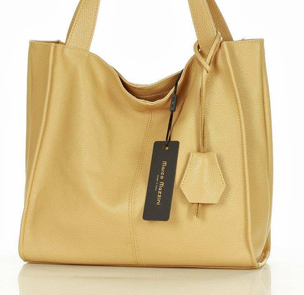 Modny skórzany shopper MAZZINI - Portofino Max karmelowy beż - min. zamówienie 20 / 50 / 100 szt.