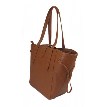 Pakowna włoska torebka skórzana na ramię mieści A4 ,Vera Pelle , Camel  BKL25C