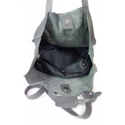 TOREBKA WOREK SHOPPER BAG  GENUINE LEATHER NA RAMIĘ  A4  SZARA  GL46G