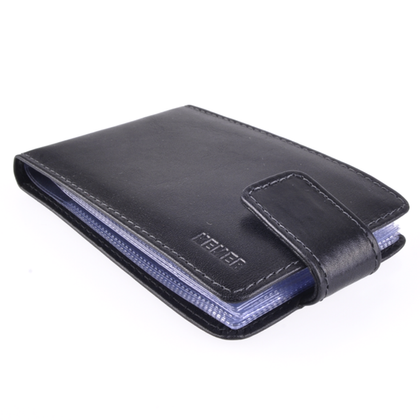 Etui na wizytówki skórzane KEMER W-2 Czarne - min. zamówienie 20 / 50 / 100 szt.