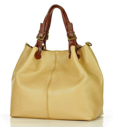 Torba skórzana klasyczny shopper bag -  MARCO MAZZINI karmelowy beż - min. zamówienie 20 / 50 / 100 szt.