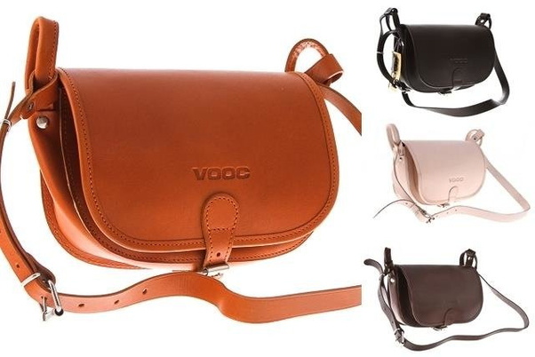 Torebka listonoszka skóra KEMER VOOC Vintage P26 Koniak