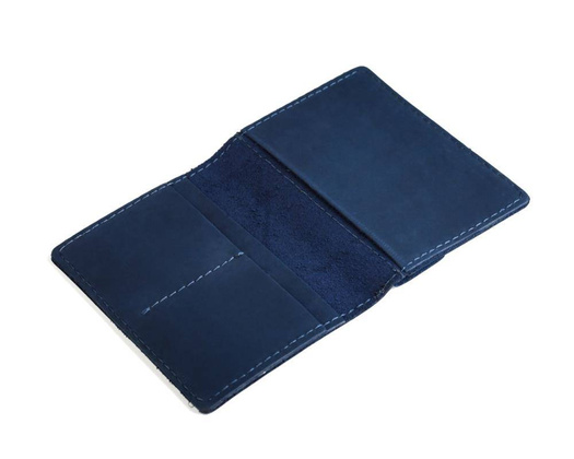 Granatowy cienki portfel ze skóry naturalnej z bilonem slim wallet BRØDRENE SW04 - min. zamówienie 20 / 50 / 100 szt.