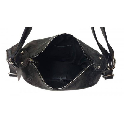 Torebko plecak,Włoski worek na ramię Vera Pelle,pojemny A4 STP12N czarny