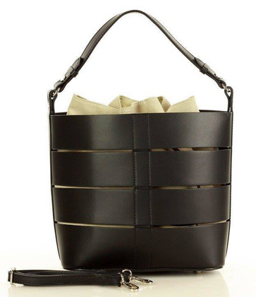 MARCO MAZZINI Torba skórzana bucket letaher elegante bag czarna - min. zamówienie 20 / 50 / 100 szt.