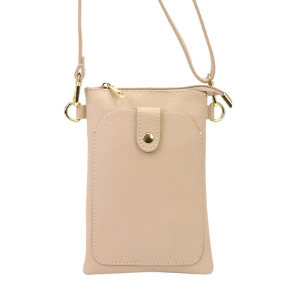 Torebka etui na smartfon, skóra naturalna, pasek