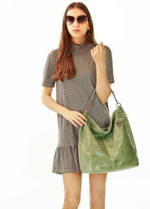 Ponadczasowa torebka worek skórzana MAZZINI - Renella zieleń pistacja - min. zamówienie 20 / 50 / 100 szt.