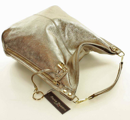 Ponadczasowa torebka worek skórzana - Renella dark bronzo złota - min. zamówienie 20 / 50 / 100 szt.