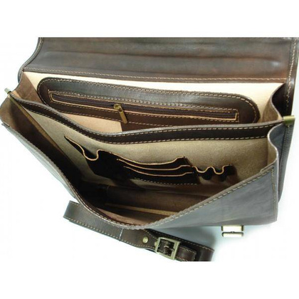 Teczka , męska aktówka ,skóra naturalna dwie przegrody Czekoladowa TM76T