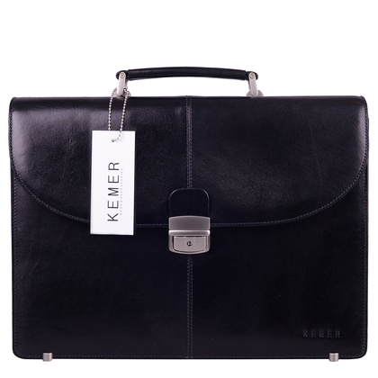 Teczka męska skórzana KEMER T5 Czarna - min. zamówienie 20 / 50 / 100 szt.