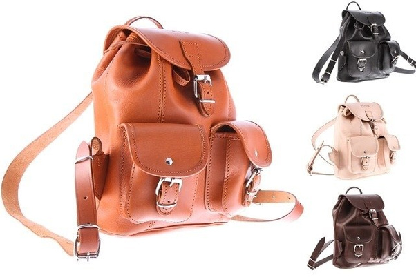 Mały plecak skórzany KEMER VOOC Vintage P2 Koniak