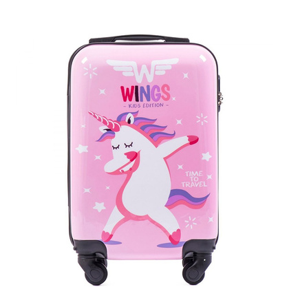 Bardzo mała kabinowa walizka WINGS JEDNOROŻEC XS Różowa