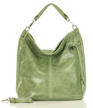 Ponadczasowa torebka worek skórzana MAZZINI - Renella zieleń pistacja - min. zamówienie 20 / 50 / 100 szt.