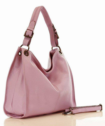 MARCO MAZZINI Torba skórzana hobo leather bag lila róż - min. zamówienie 20 / 50 / 100 szt.
