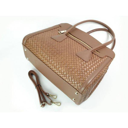 KUFEREK TRZY KOMORY ZŁOTE OKUCIA NA RAMIĘ TOREBKA VERA  PELLE  SKÓRA KRATKA CARMEL HIT  NM33C