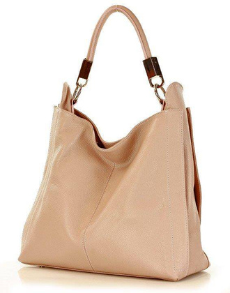 MARCO MAZZINI  Miejska torebka skórzana vera pelle classico pudrowy róż - min. zamówienie 20 / 50 / 100 szt.