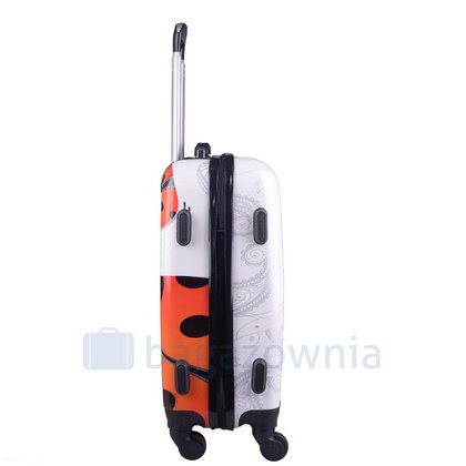 Mała kabinowa walizka KEMER RGL PRINT S Biedronka Biało Czerwona