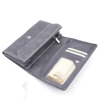 Portfel damski skórzany KEMER Swarovski Elements SV570 Szary  - min. zamówienie 20 / 50 / 100 szt.