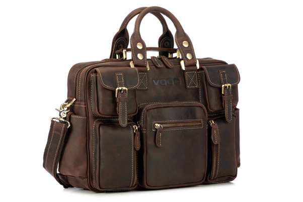 Torba skórzana na laptop 15,6" KEMER VOOC XC1 Czekoladowy brąz