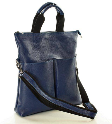 Nowoczesna torebka skórzana MAZZINI - Gala New granatowa - min. zamówienie 20 / 50 / 100 szt.