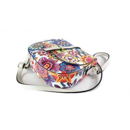 Listonoszka,przewieszka ,skórzany chlebak w kwiaty złote okucia   VP116K1