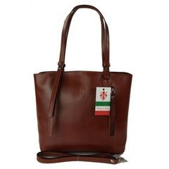 Torebka na ramię Vera Pelle ,Włoski skórzany kuferek format A4, Brązowa KM446M