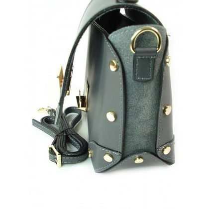 Kuferek listonoszka A5 złote dżety klamra + zamsz szary Vera Pelle   VPK890G