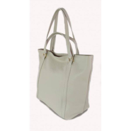 Duża włoska torba na ramię,podwójne uszy, worek Vera Pelle ,Beżowy WM555T KEMER