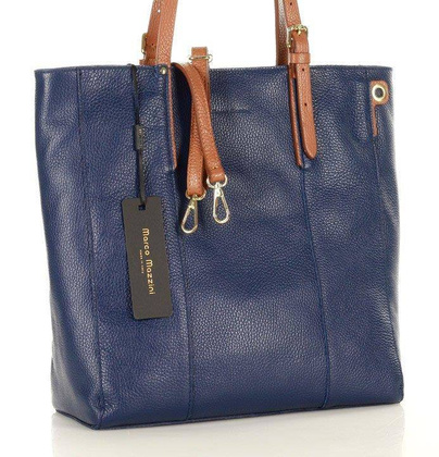 MARCO MAZZINI Elegancka torba skórzana sustainable leather bag granatowa - min. zamówienie 20 / 50 / 100 szt.