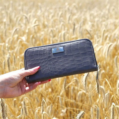 P-02 Portfel skórzany Korona - szary C KEMER