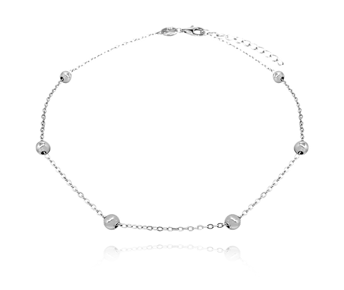 MINET Srebrny łańcuszek na kostkę z koralikami