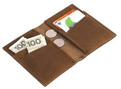 Jasnobrązowy skórzany portfel slim wallet BRØDRENE SW03 - min. zamówienie 20 / 50 / 100 szt.