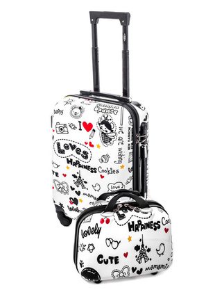 Mała kabinowa walizka KEMER RGL PRINT S + KUFEREK Loves