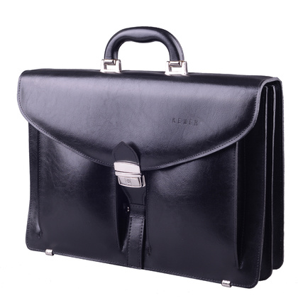 Teczka męska skórzana KEMER TS2 Czarna - min. zamówienie 20 / 50 / 100 szt.