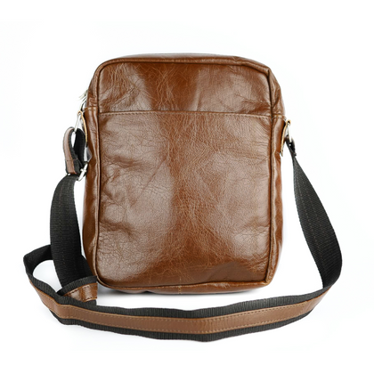 T-09 Listonoszka męska mała-gnieciony koniak KEMER