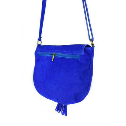 Zamszowa listonoszka ,chlebak  Vera Pelle ,pojemna przewieszka A5 Chabrowa  VP490BB2