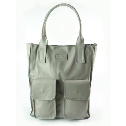 WOREK VERA PELLE KIESZENIE WŁOSKA SKÓRA POJEMNA XXL A4  SZARY  BY44G2