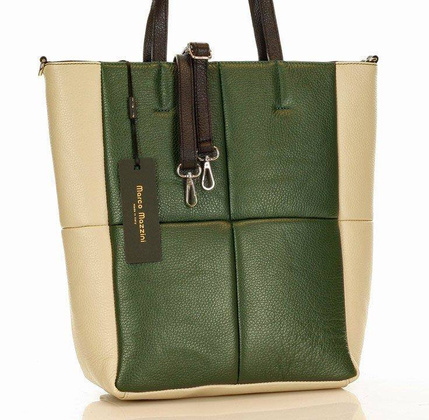 MARCO MAZZINI Oryginalna torba skórzana shopper bag XL slow fashion zielony - min. zamówienie 20 / 50 / 100 szt.