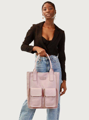 Torebka skórzany shopper z kieszeniami MAZZINI - Ravenna pastelowy róż - min. zamówienie 20 / 50 / 100 szt.