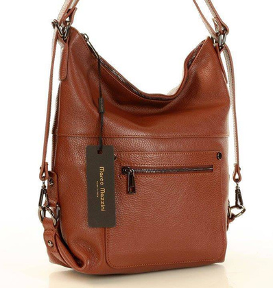 MARCO MAZZINI Niezawodna torebka plecak z naturalnej skóry brąz - min. zamówienie 20 / 50 / 100 szt.